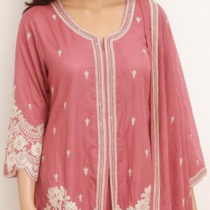 Short Peplum Crop Top Roman silk & sleeve work with palazzo pant